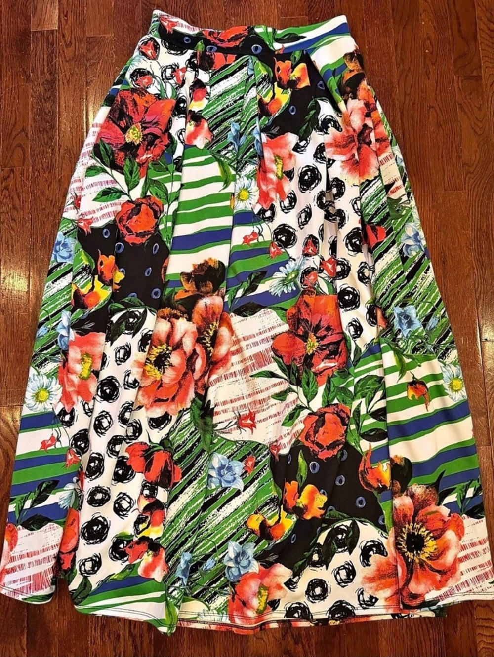 OUUM Patchwork Floral Maxi Skirt 3X Botanical Maximalism Boho Festival USA Made